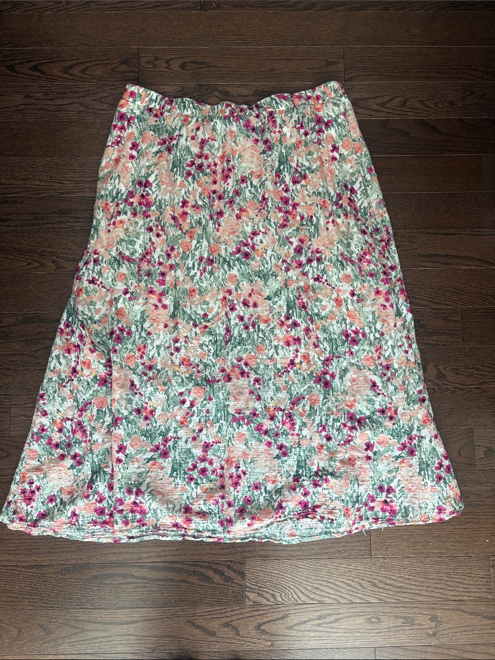 Floral Pink & Green A-Line Skirt size 16